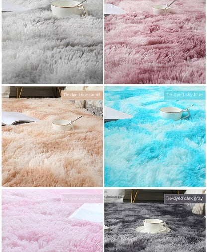Tie-Dye Oval Living Room Rug Comfortable Soft Home Decor Floor Cushion Sofa Eend Table Bedroom Fluffy Non-Slip Plush Bed Rug