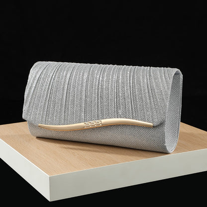 Premium Pleated Clutch Bag with Metal Trim Fashion Classic Chain Shoulder Bag for Evening Weddings And Parties