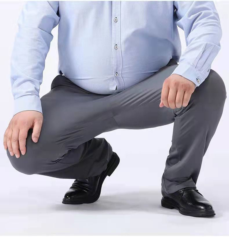 Men Summer Suit Pants Casual Pants Business Fashion Classic Solid Color Stretch Straigh Thin Cotton Trousers Plus Size A177