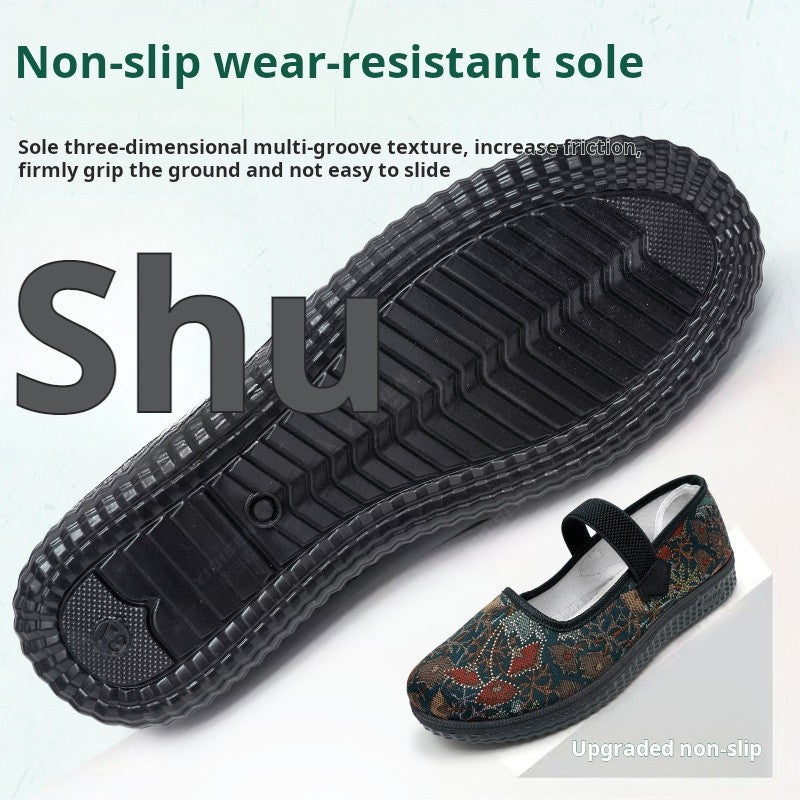 2025 New Women's cloth Shoes Soft soled comfort grandma footwear Casual lightweight lazy flats Ladies breathable non slip shoes