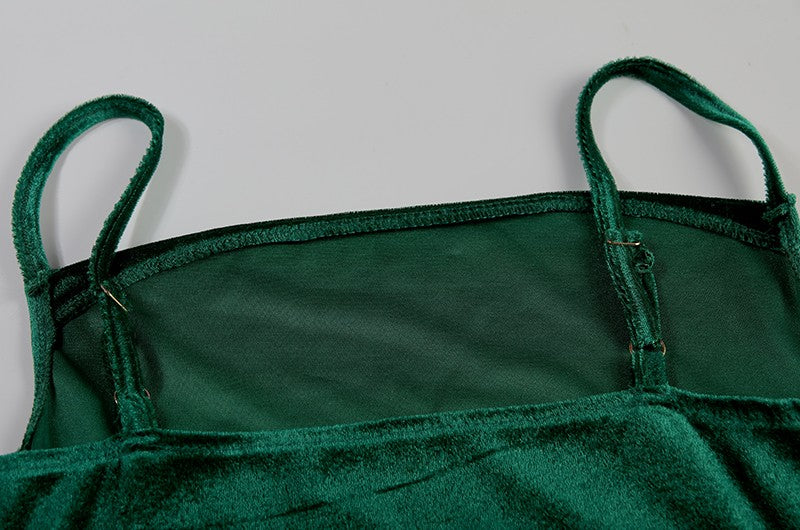 Velvet Swing Collar Sleeveless Slip Sexy Slit Maxi Dress 2024 New Fashion Evening Party Women Elegant Streetwear Y2K