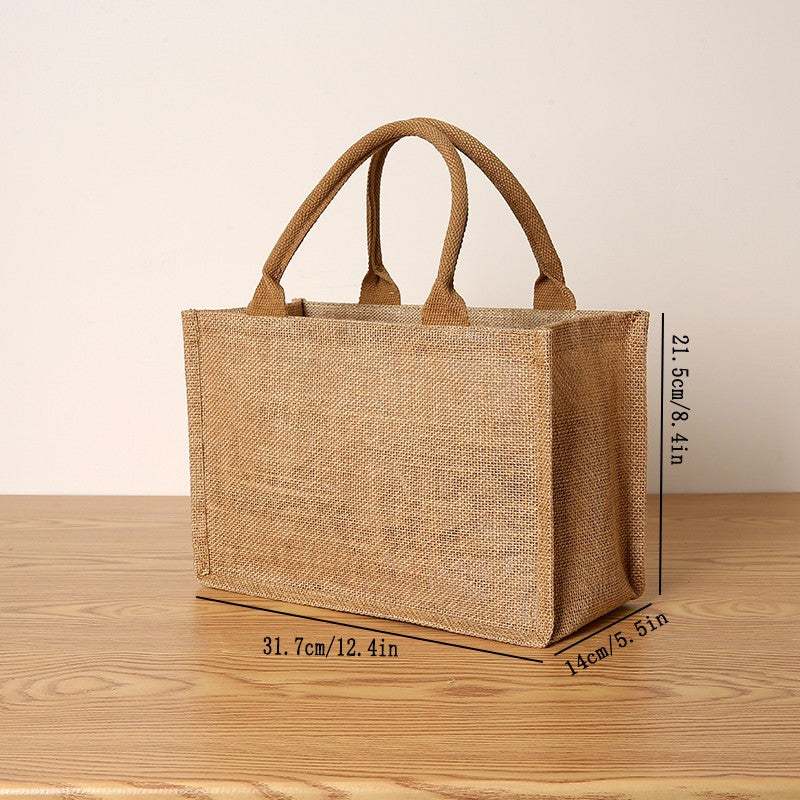 Bolsa feminina de juta, sacola de compras de grande capacidade, bolsa de viagem, bolsa masculina aberta