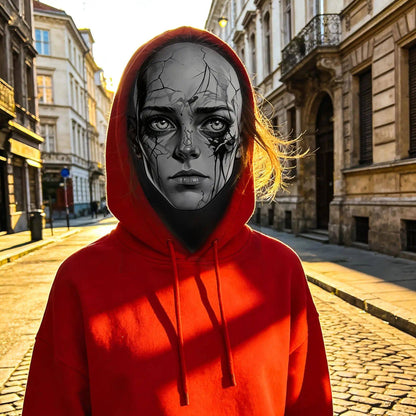 Halloween Ink-patterned Split-face Breathable Mesh Full-face Mask — Versatile for Outdoor Cycling and A Cool Prop