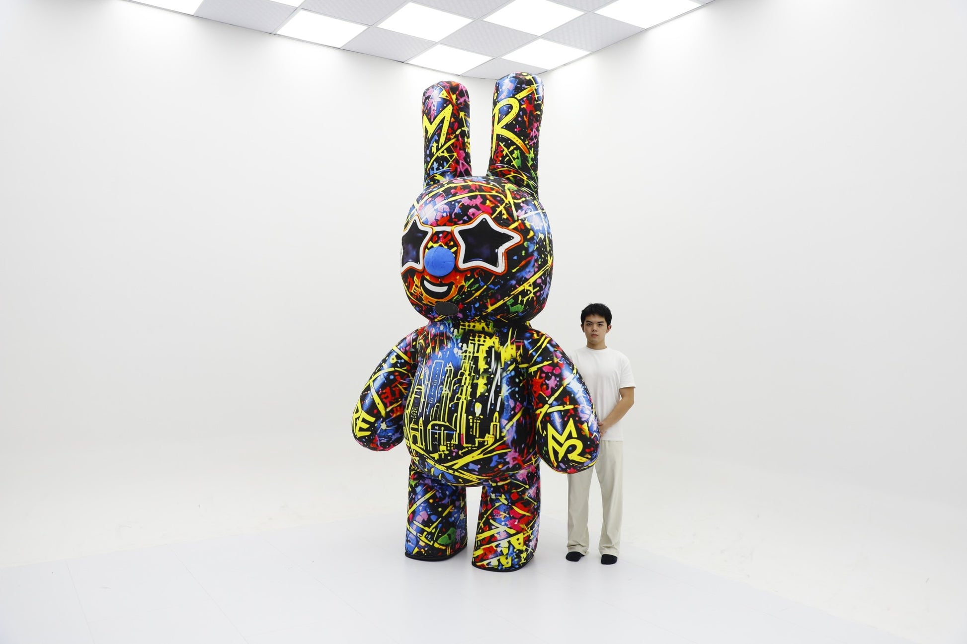 SAYGO New Camo Violent Bear Rabbit Inflatable Costume Mascot Parade Adult Cosplay Halloween Birthday Party Event Plush Set