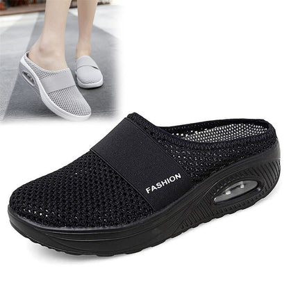 Slip-On Women'S Walking Sandals,Breathable Mesh Casual Shoes Breathable With Arch Support Knit Shoes Thickened Soft Sole