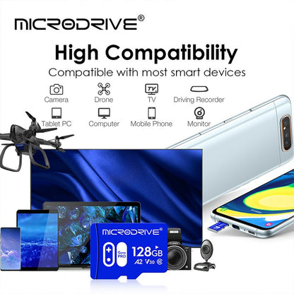 Cartão de Memória de Alta Velocidade V30 U3 32GB 64GB 256GB Flash UHS-3 Cartão Micro Mini SD Para Câmera HD 4K / TV / Nintendo Switch / Gopro UAV
