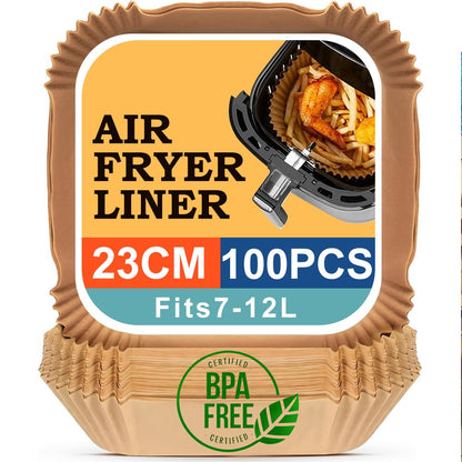 Papel Antiaderente para Fritadeira de Ar 20cm Quadrado Folhas de Papel Manteiga para Ninja AF140, COSORI, Cecotec 5,5L/6L, Tefal 4,2L Airfryer