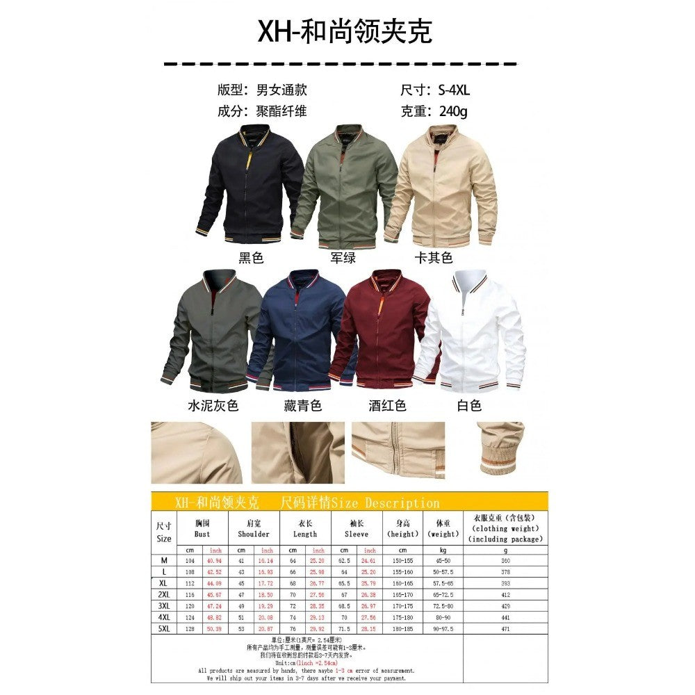 Custom Windproof Jacket Men Personalized Logo Printed Zipper Motorcycle Outdoor Sportswear Casual Fashion Coat