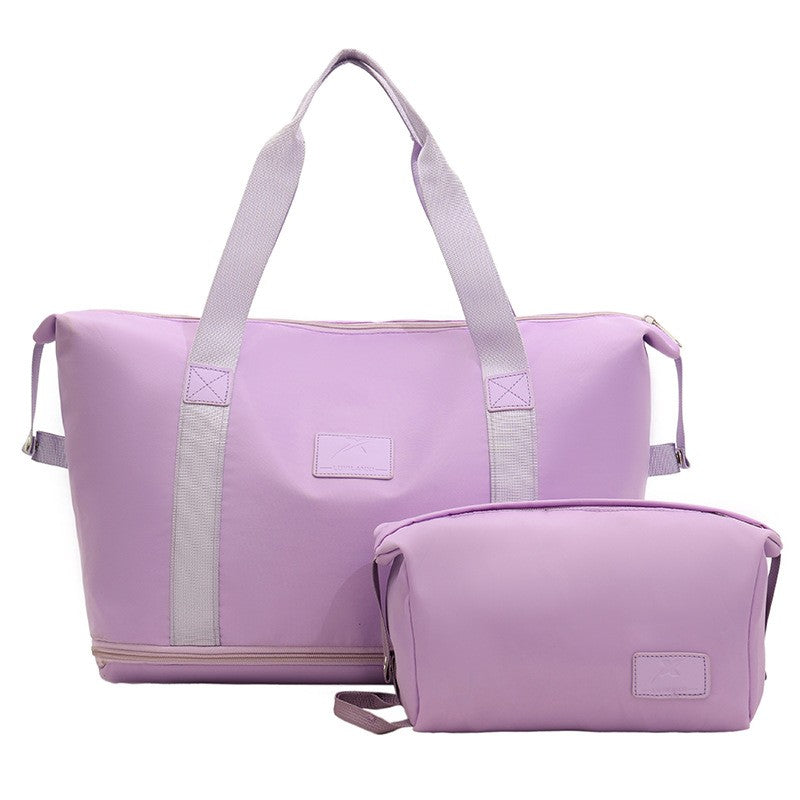 2Pc Multifunctional Travel Duffel Women Weekend Tote Bag Expandable Luggage Handbag Trip Carry On Pack Sports Gym Crossbody Bags