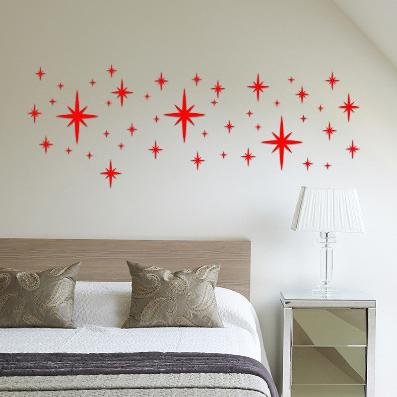 3D Star Mirror Wall Sticker Large Medium and Small Combination Acrylic Mirror Wall Sticker Home Living Room Wall Decorations