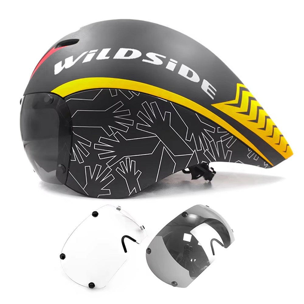 Capacete de Ciclismo de Estrada Wildside Aero TT Capacete de Segurança para Bicicleta de Triathlon Ultraleve com Óculos Acessórios para Bicicleta