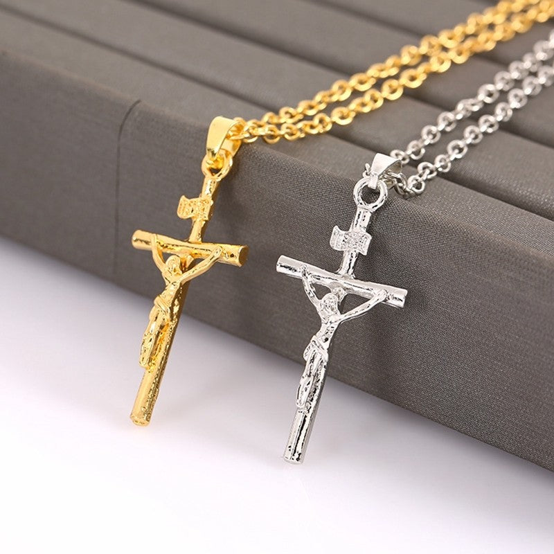 Joias Choker Cor Dourada Fashion Presente Colares e Pingentes Cruz INRI Feminino Masculino Presentes