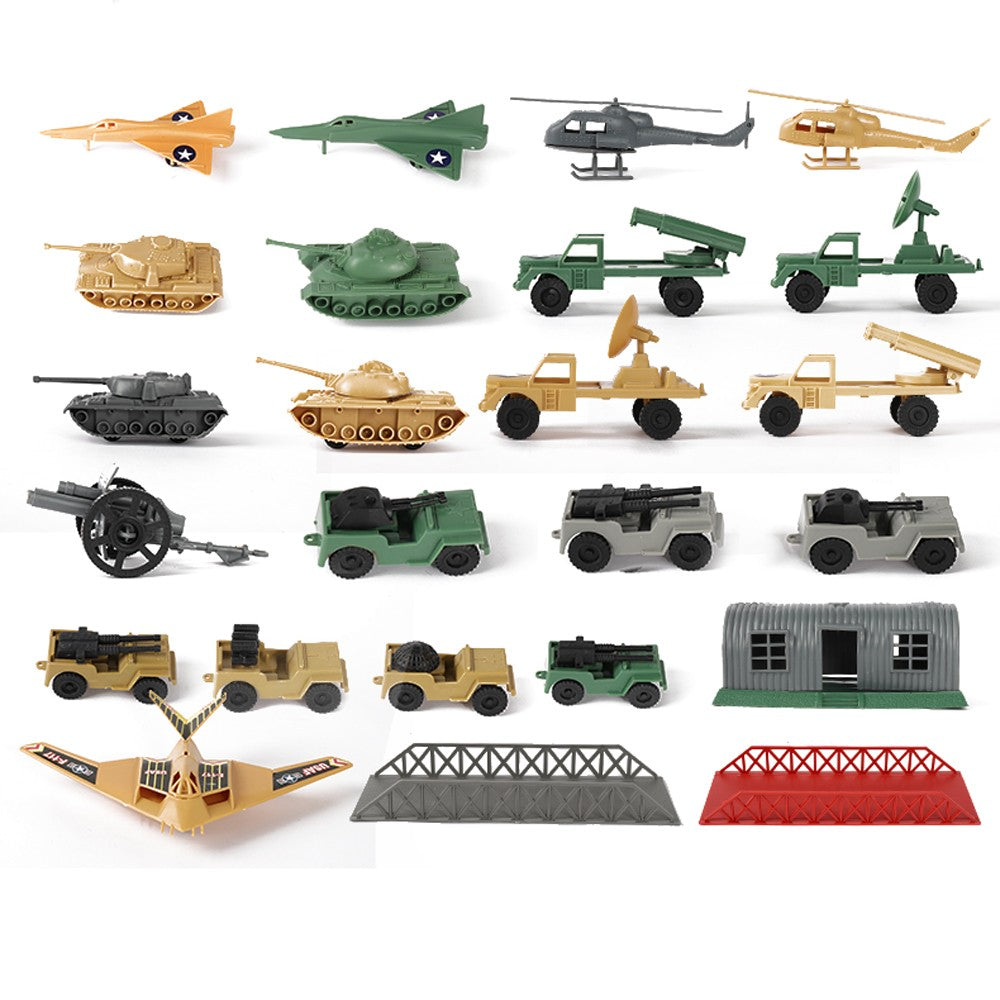 ViiKONDO Bonecos Soldados Exército Brinquedos Modelo Veículo Militar Acessórios Jogo de Guerra Tanque Radar Lançador de Mísseis Artilharia Caça Quartel Ponte