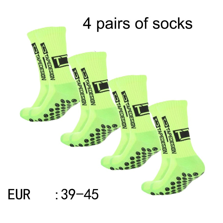 4 pairs of new TC mid tube glued football socks for sports training and competition, non slip and breathable socks