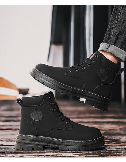 Men's Boots Autumn New High Top Workwear Boots British Style Korean Version Thick Soled Lace Up Anti Slip Warm Men Boots