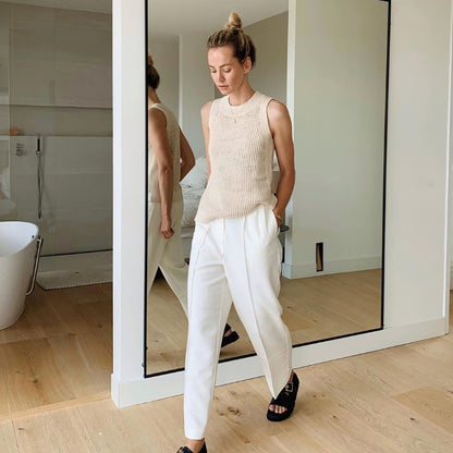 2024 Summer Sleeveless Tank Top Women Fashion Hollow Camisoles Casual Thin Basic Ice Silk Knitted Tanks Vest Female Blusas 14810