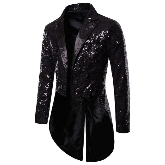 Men's Suit Round Sequin Button Tuxedo Stage Show Wedding Host Dance Festival Celebration Dinner Casual Men's Wear Men's Coat