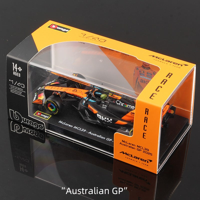Bburago 1:43 Modelo F1 Com Capacete 2025 Liga Miniatura Diecast Carro de Corrida Fórmula Brinquedo MCL39 W16 SF25 RB21
