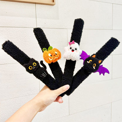 12-48Pcs Halloween Stuffed Slap Bracelets Ghost Plush Trick or Treat Gift Bag Fillers Halloween Party Favors Classroom Prizes