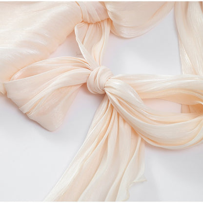 Elegant Ruffles Shiny Mini Dresses Fashion Solid Long Sleeve Lace Up V Neck Plea