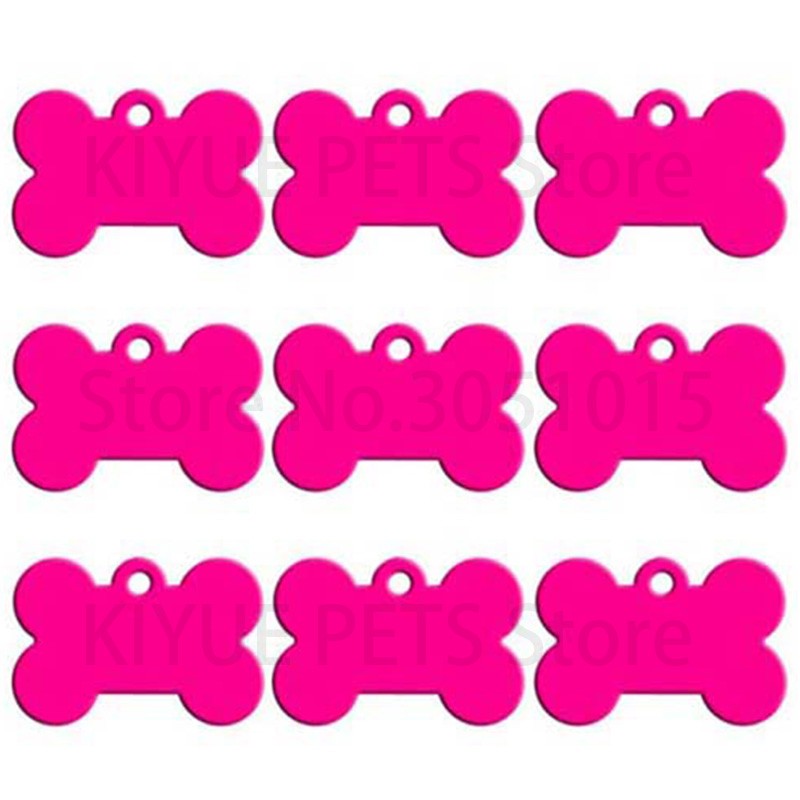 Wholesale 100Pcs Bone Dog ID Tag Engraving Pet Dog ID Tags Collars Bone Name Number Tags Customized Anodizing aluminum Puppy Tag