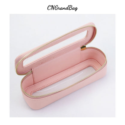 Free Custom Name Genuine Leather Travel Cosmetic Bag Set Colorful Classic Saffiano Portable Wash Bag for Women