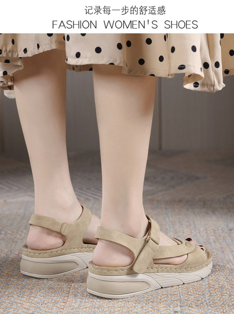 Sandal Lightweight Casual Sporty Comfortable Thick-Soled Velcro Versatile Fashion Trend Breathable National Style Wear-Resistant