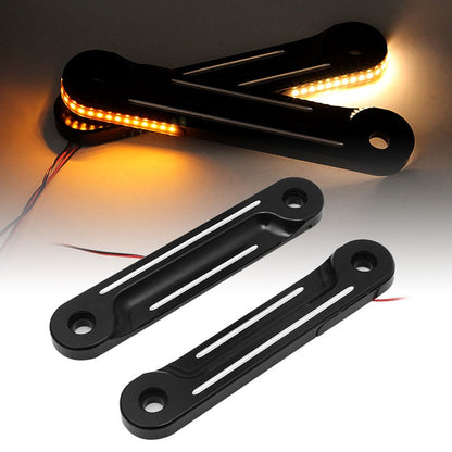 Um Par de Seta LED de Alumínio para Garfo de Moto Suportes para Harley Road King Electra Street Glide CVO 1998-Até
