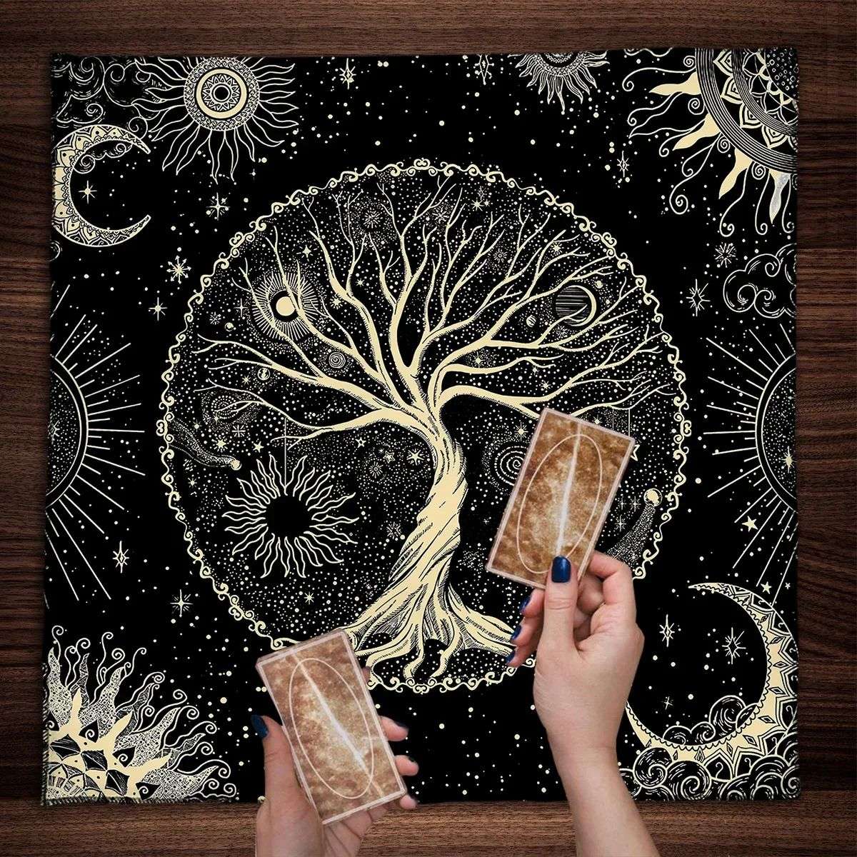 Tree Of Life Tarot Tablecloth Altar Cloth Pagan Spiritual Pendulum Witchcraft Astrology Oracle Card Pads Room Home Decor