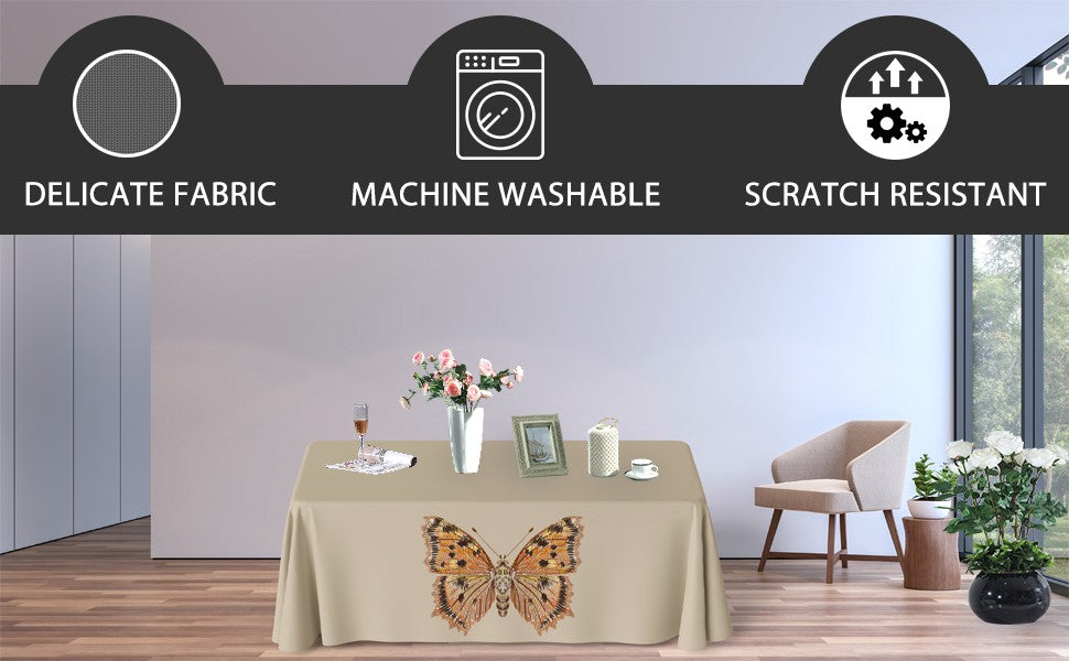 custom tablecloths logo 4FT/6FT/8FT Kitchen  Tablecloth Fitted, Washable and Wrinkle Resistant Rectangular Patio Table Cover