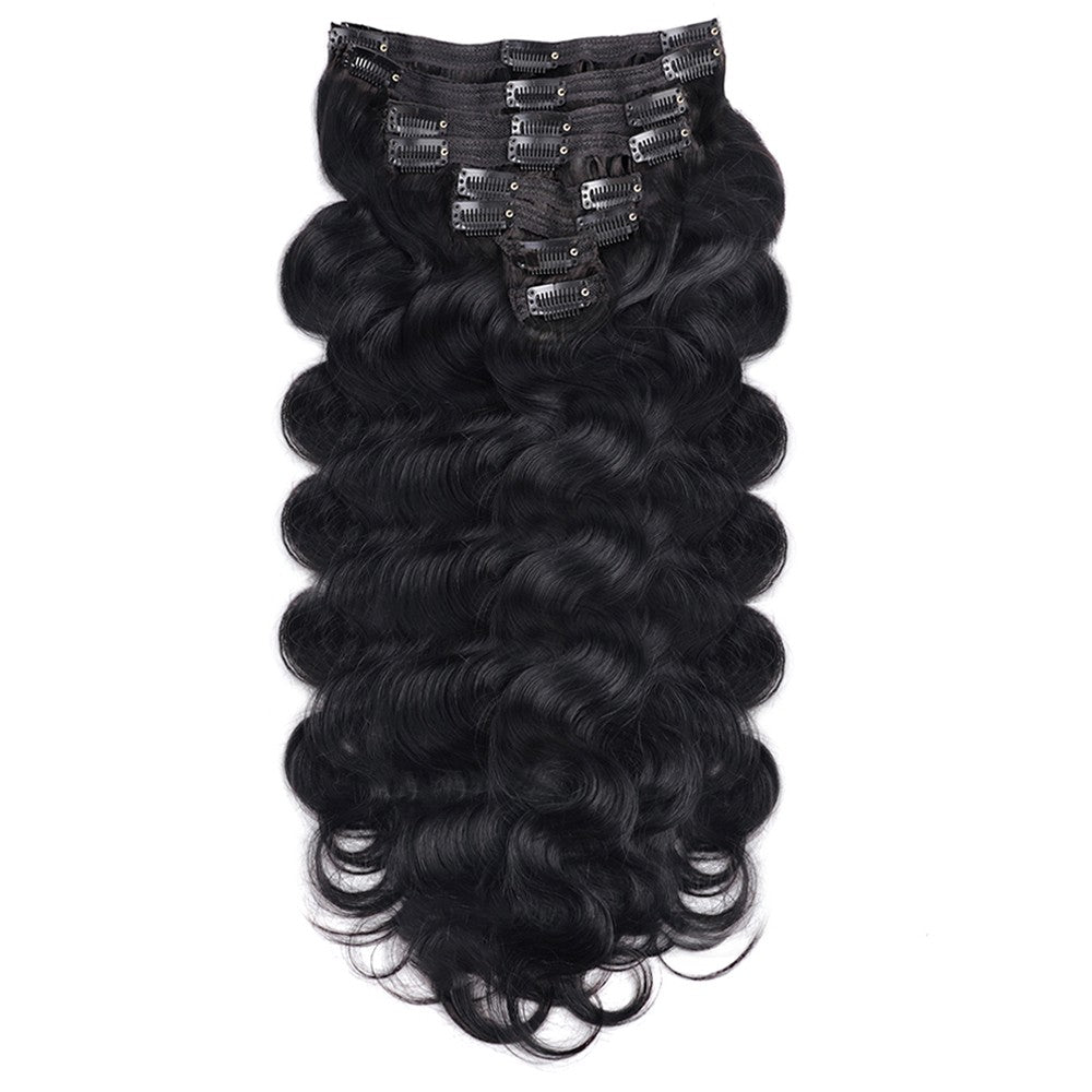 Body Wave Clip In Human Hair Extensions Full Head Brazilian Virgin Hair Clip on Hair Extension for Women 8 Pcs/Set Double Weft