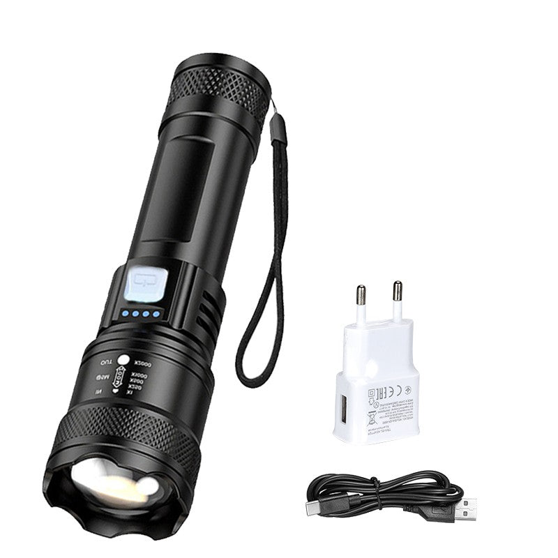 Tactical LED Flashlight 2000LM USB Rechargeable Waterproof Grade Zoom Torch Bright Portable Emergency Light for Camping Outdoor