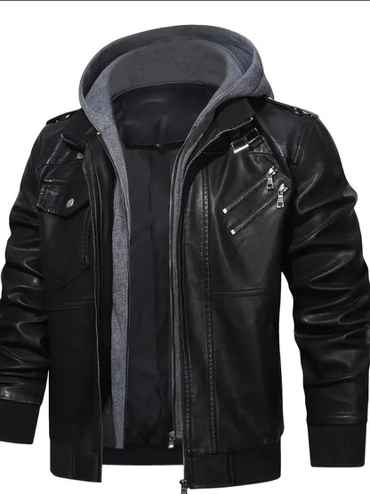 Motorcycle Leather Jackets Man Casual Fashion Motorcycle Coat Slim Fit Lapel PU Jackets Autumn Anti-wind Leather Coat Male