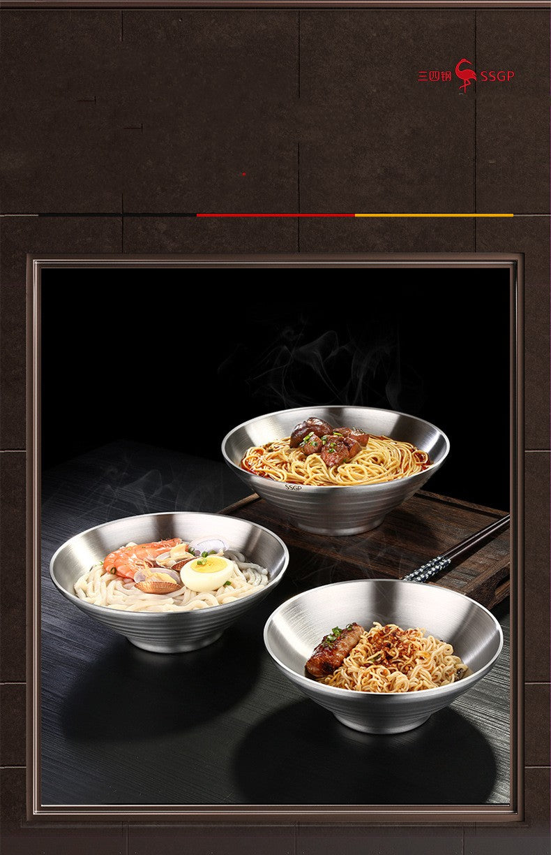 Design Estético Tigela Japonesa para Ramen de Aço Inoxidável 304 Talheres e Louças para Macarrão Isolante de Calor para o Natal e Ano Novo