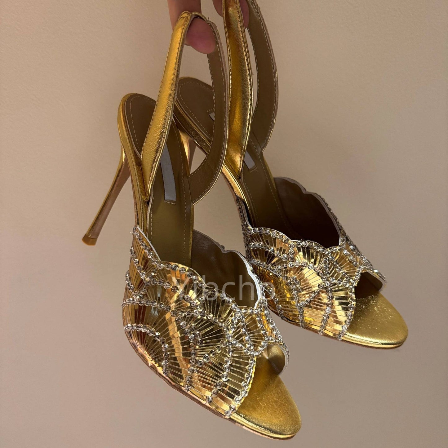 Sandálias Femininas Sexy com Salto Agulha, Bico Peep Toe Moderno, Boca de Peixe, Lantejoulas de Luxo