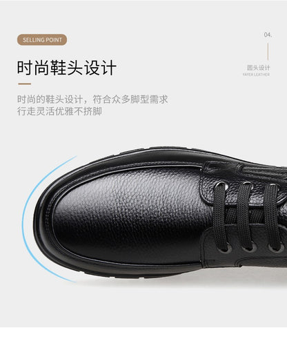 Sapatos Masculinos de Couro Feitos à Mão, Sapatos Sociais Casuais e de Negócios Minimalistas, Modernos, com Cadarço, para Pais de Meia-Idade