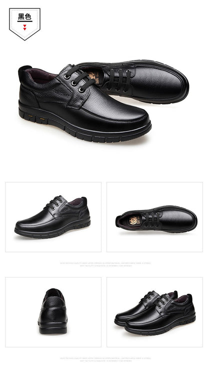 Sapatos Masculinos de Couro Feitos à Mão, Sapatos Sociais Casuais e de Negócios Minimalistas, Modernos, com Cadarço, para Pais de Meia-Idade