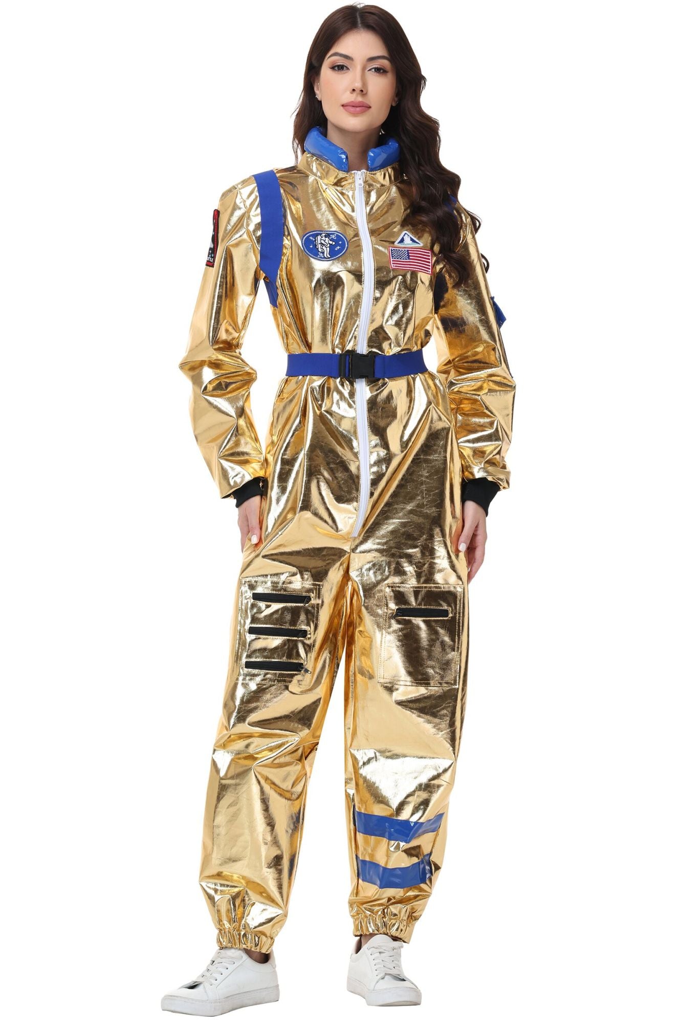 Adult Silver Astronaut Costume Men Women Spaceman Suit Space Jumpsuit Halloween Cosplay Party Dress Up