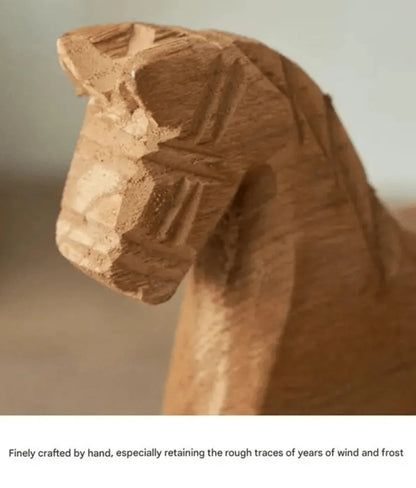 Heirloom Wooden Rocking Horse HandCarved Montessori Nursery Decor with Organic Cotton Bow FSC Oak Toy Non-Toxic Baby Shower Gift