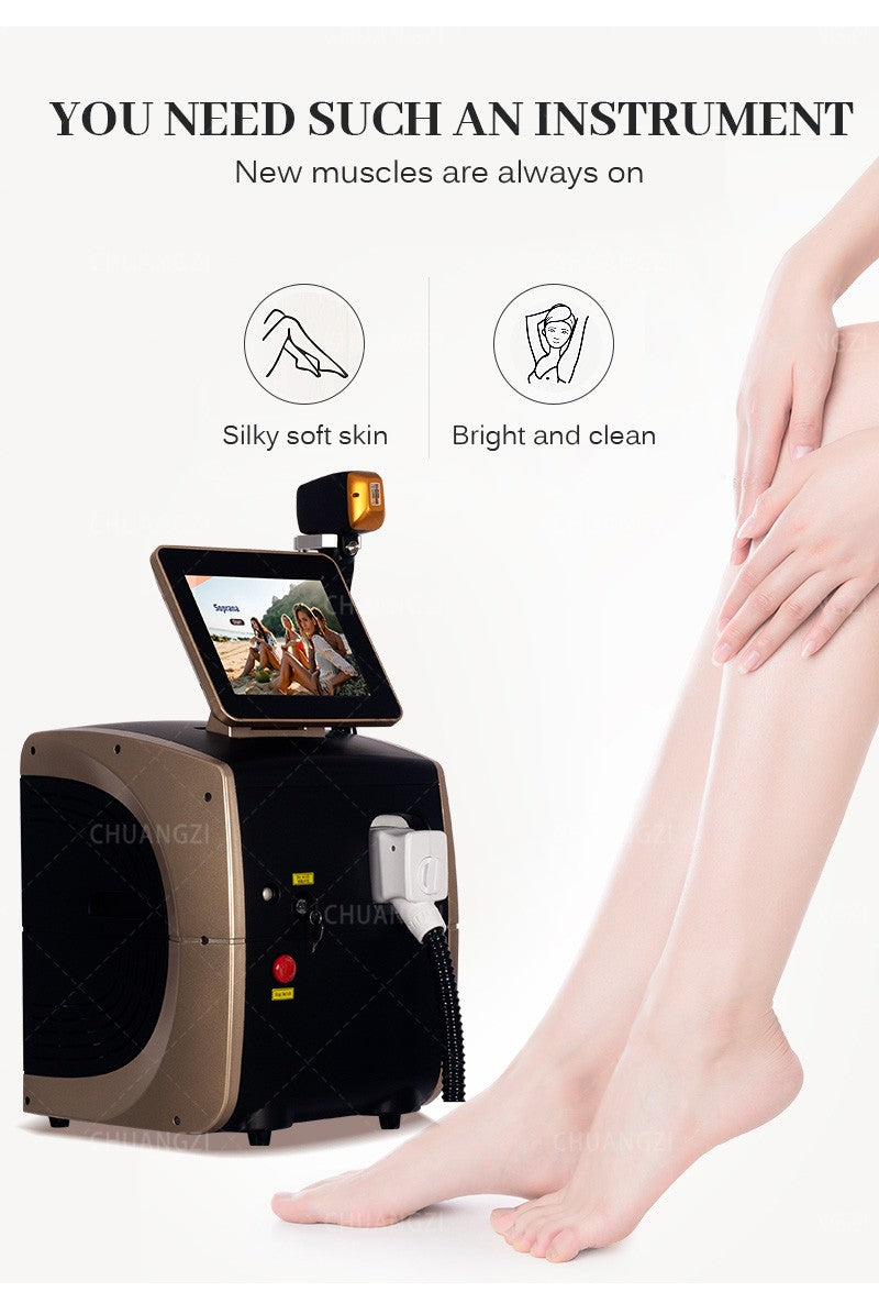 808nm Alexandrite Professional Soprano Diode Ice Titanium Laser Body Hair Removal Machine 4 Wave Device Permanent Woman 4000W