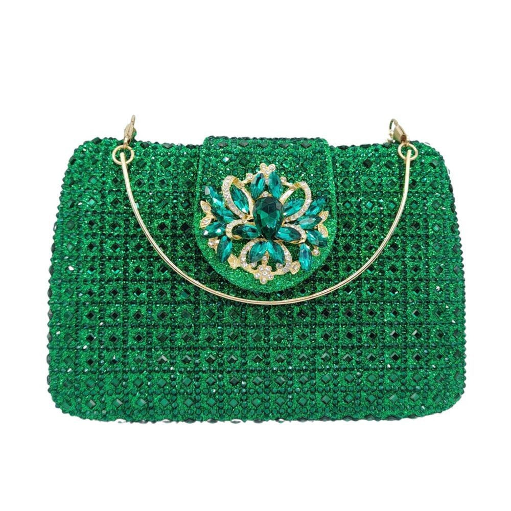 Sparkling Rhinestone Clutch Bag Lady Crystal Evening Purse Luxury Metal Handle Chain Handbag Wedding Party Dinner Diamond Bags