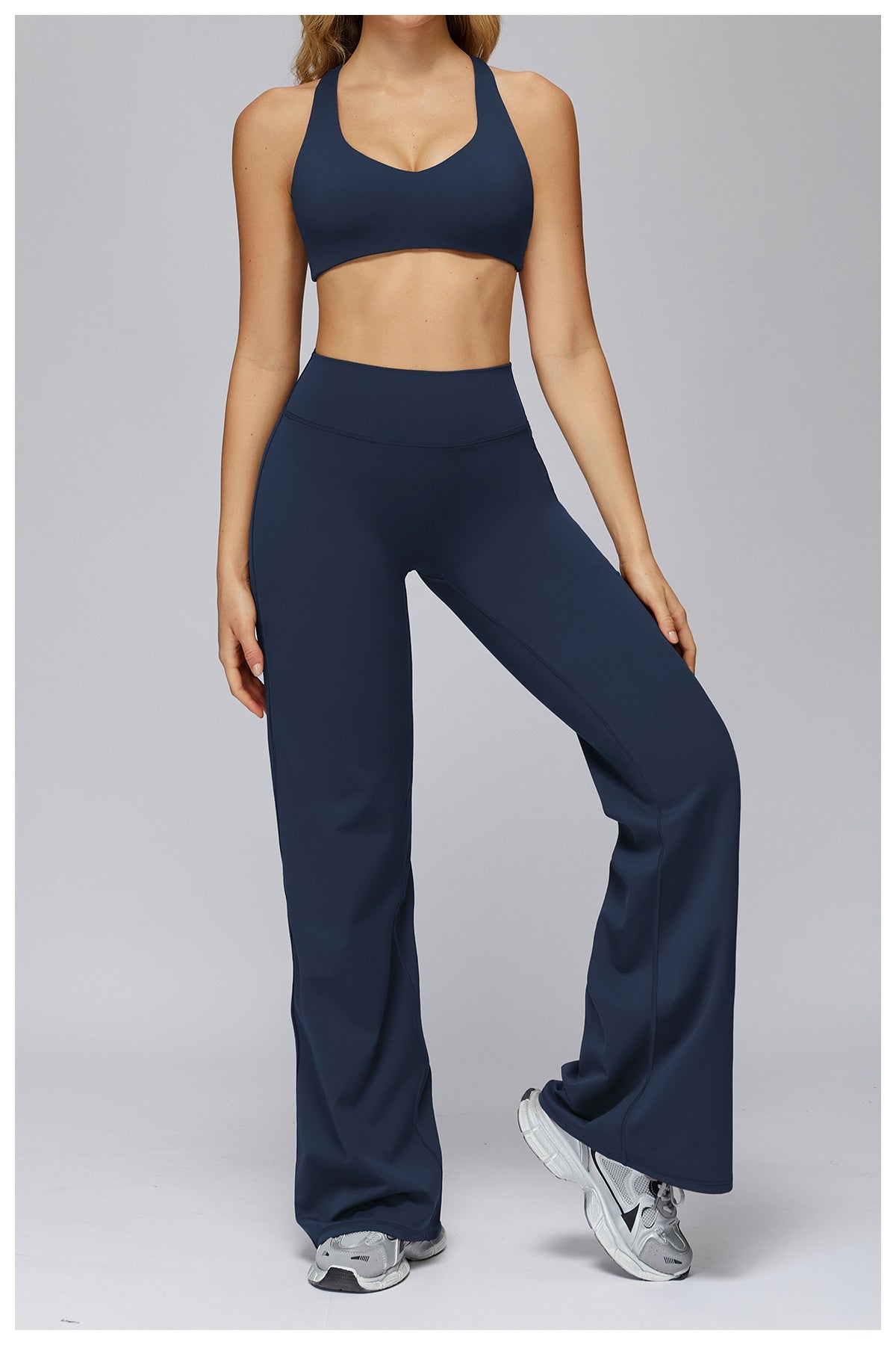 Hearuisavy Sports Set Women Gym H-Back Brushed-Feel Yoga Bra Running Breathable Quick Dry Tight Fitness Top High Waisted Pants