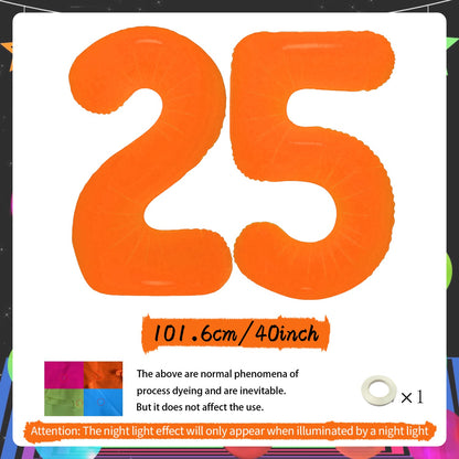 Orange Fluorescent Neon Digital Balloons Glowing Party Balloons Used for Birthday Parties, Anniversaries, Holiday Decorations