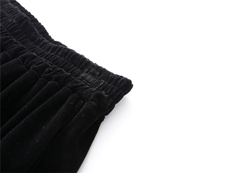 Preppy Style A-line Long Skirt Female Vintage Velvet Solid Skirt Autumn Winter Women Fashion High Waist Office Work Skirts 7XL