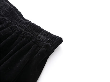 Preppy Style A-line Long Skirt Female Vintage Velvet Solid Skirt Autumn Winter Women Fashion High Waist Office Work Skirts 7XL