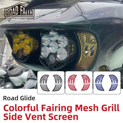 Road Faith Motorcycle Fairing Mesh Grill Side Vent Screen Front Side Grill for 2015-up Harley Touring Road Glide CVO Road Glide