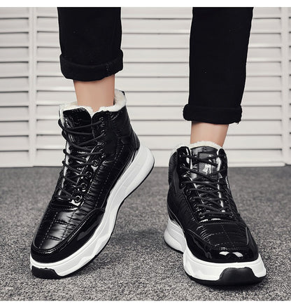 Trendy Silver Winter Boots Man High top Sneakers Outdoor Warm Plush Men's Snow Boots Platform Furry Ankle Boots Men Casual Boot