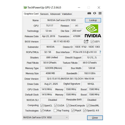 Placa de Vídeo para Jogos SOYO Nova NVIDIA GeForce GTX 1650 4GB GDDR6 128 Bit GPU Desktop para Componentes de PC Computador