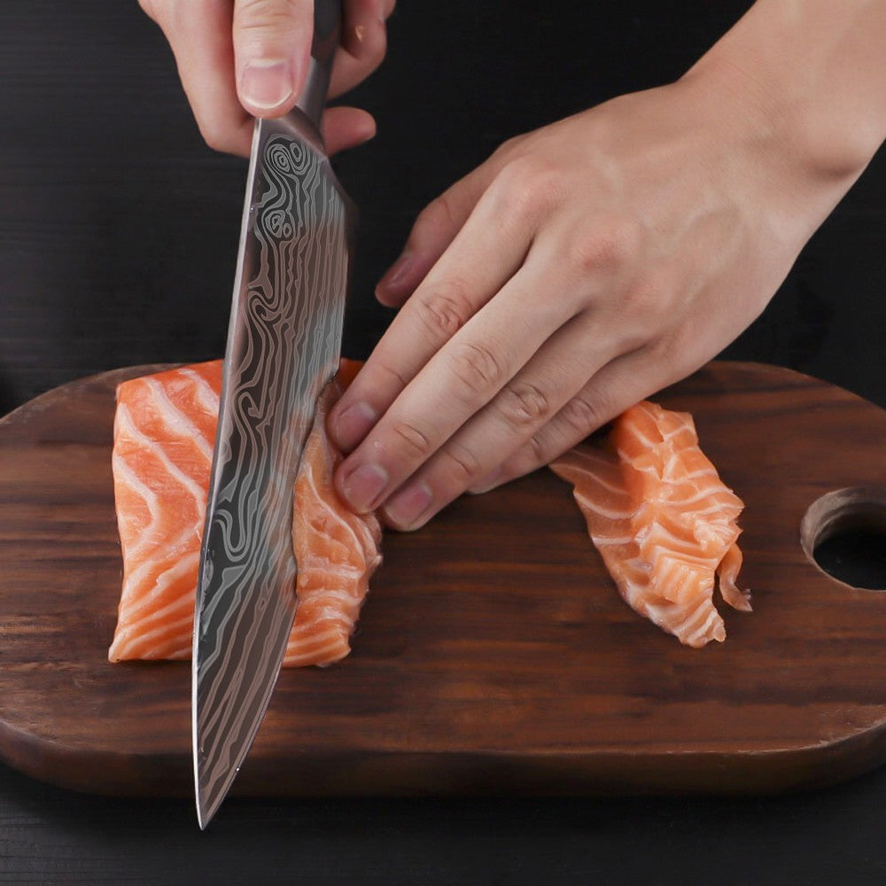 MDHAND Conjunto de Facas de Cozinha com 5 Peças, Lâmina Forjada Afiada de Aço Inoxidável de Alto Carbono e Cabo Ergonômico de Pakkawood
