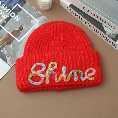Vintage Embroidered Hats Letter Korean Version Knitted Hat for Autumn and Winter Warm Ear Protection Knitted Hats